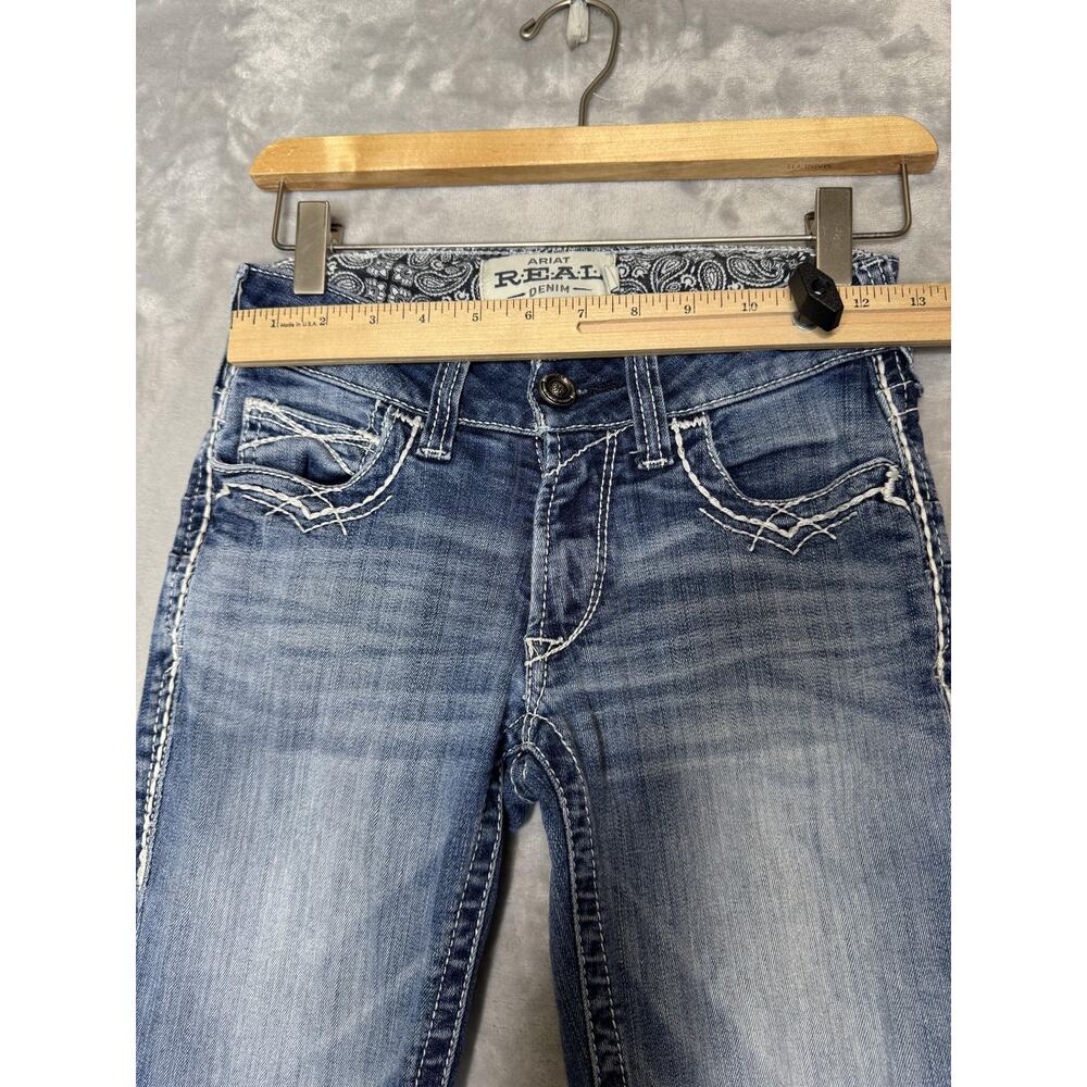 Ariat REAL Denim Jeans Womens 25L Bootcut Low Rise Stretch Embroidered Pockets - Picture 10 of 14
